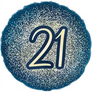 21st Birthday: Foil Balloon 18" 21st Navy & Gold Glitter