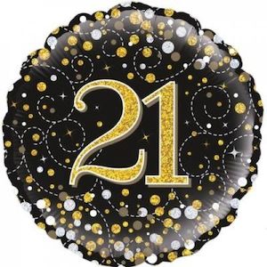 Foil Balloon 18 - 21st Sparkling Fizz Black and Gold
