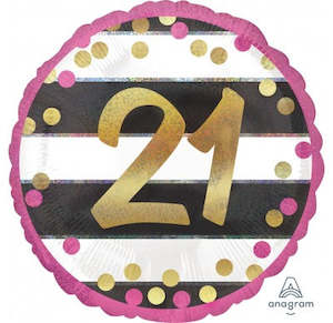 Foil Balloon 18" 21st Pink & Gold