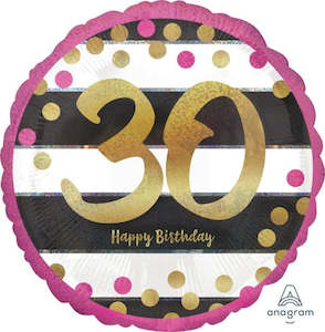 Foil Balloon 18" 30th Pink & Gold