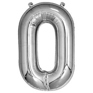 30th Birthday: Foil Balloon Number Silver "0"
