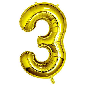 30th Birthday: Foil Balloon Number Gold "3"