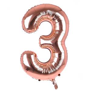 Foil Balloon Number Rose Gold "3"