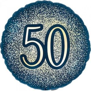 Foil Balloon 18" 50th Navy &ampGlitter