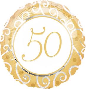 50th Birthday: Foil Balloon Gold 50