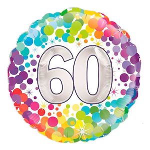 Foil Balloon 60th - Colourful Confetti