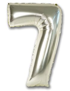Foil Balloon Number White Gold "7"