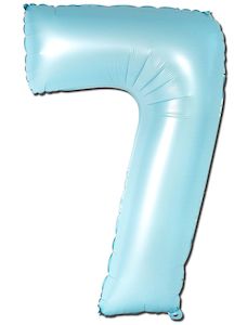 70th Birthday: Foil Balloon Number Matte Light Blue "7"