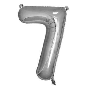 70th Birthday: Foil Balloon Number Silver "7"