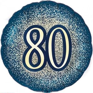 Foil Balloon 18" 80th Navy & Gold Glitter