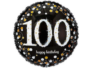 100th Birthday: Foil Balloon 100th Birthday - Sparkling