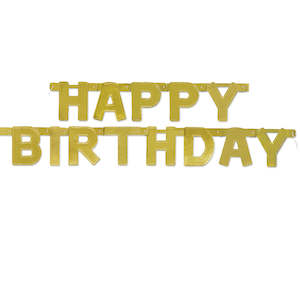 Happy Birthday Jointed Banner - Gold