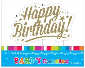 Happy Birthday Candle Gold Stars