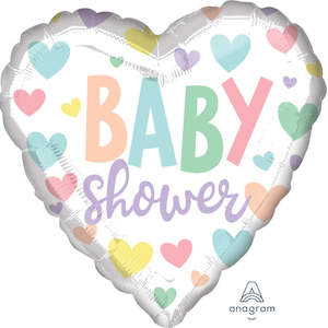 Foil Balloon 18" Pastel Baby Shower Hearts