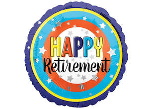 Foil Balloon 18" Happy Retirement Silver Stars
