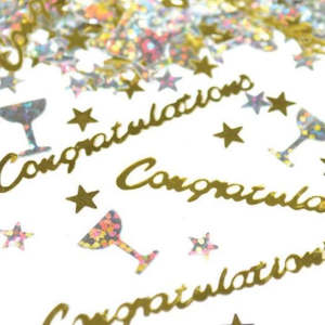 Scatter Confetti Congratulations Gold with stars and wine glasses