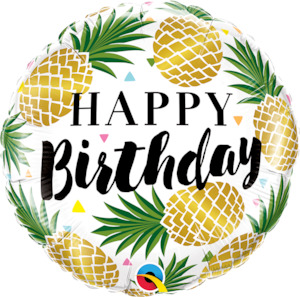 Hawaiian Luau: Foil Balloon 18" Happy Birthday -Pineapple