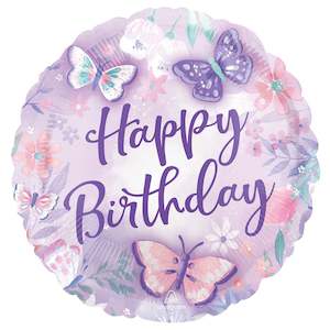 Foil Balloon 18"Happy Birthday Butterflies
