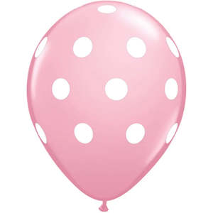 Party Balloons 10pk Pink With White Spot