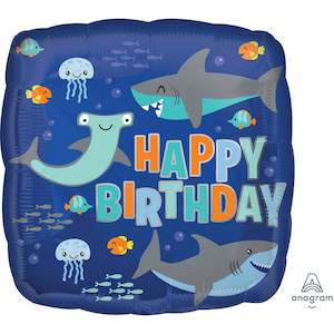 Under The Sea: Foil Balloon 18" Happy Birthday - Sharks