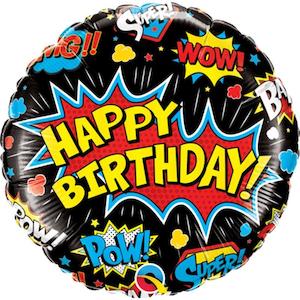 Superhero Black "Happy Birthday" 18 "Foil Balloon