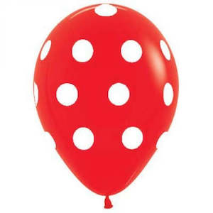 Red: Party Balloons 10pk Red With White Spot