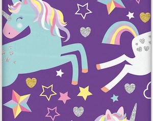 Plastic Table Cover Rectangle Purple Unicorn