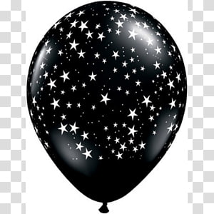 Black: Uninflated - Balloon Single Black - White Stars