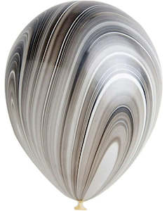 Uninflated - Balloon Single Black/White Marble