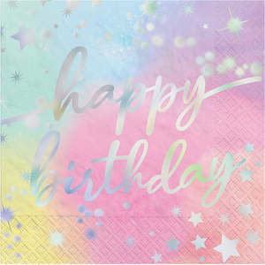 Happy Birthday Pastel Napkins 16pk