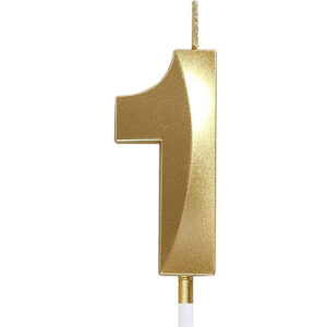 Candles: Candle Number 1 Metallic Gold