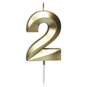 Candles: Candle Number 2 Metallic Gold