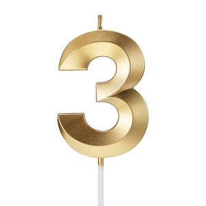 Candles: Candle Number 3 Metallic Gold