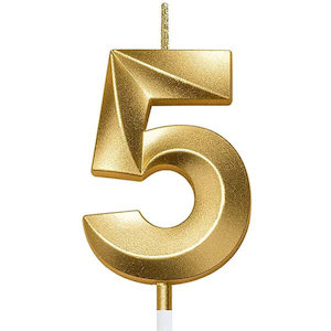Candle Number 5 Metallic Gold