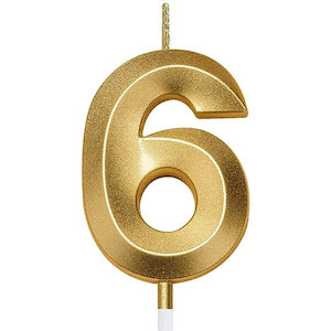 Candle Number 6 Metallic Gold