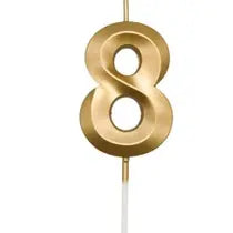 Candle Number 8 Metallic Gold