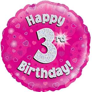 Happy 3rd Birthday Pink Foil Balloon