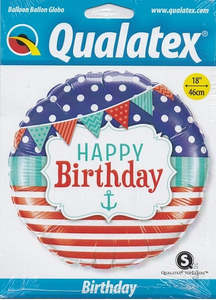 Happy Birthday: Happy Birthday Nautical Party Foil Balloon 45cm