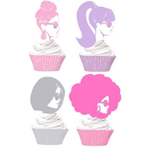Barbie Party Cupcake Kit (24 cases & 24 toppers) or use Toppers to decorate a cake.