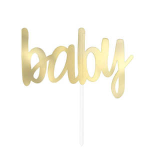 Baby Cardboard Cake Topper - Soft Gold