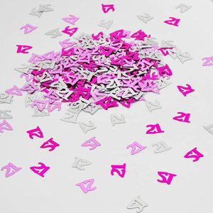 Glitz Birthday 21st Confetti Pink/Silver