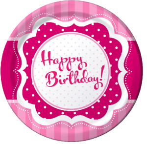 Pink Birthday Plates 22cm