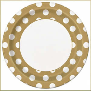 Disposable Plates: Gold Dot Paper Plate - 22cm (8)