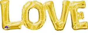 Gold Love Foil Letter Air Filled Balloon Banner
