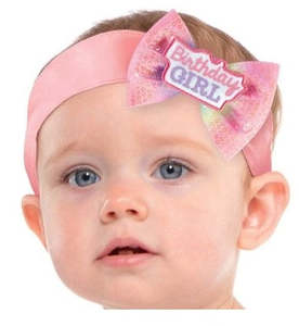 Hats: Birthday Girl Fabric Headband With Bow
