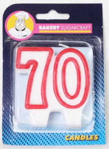 70th Birthday Cake Candle - Red & White