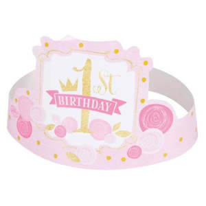 1st Birthday: Pink & Gold 1st Birthday Hats (6)