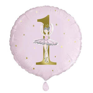 1st Birthday: 1st Birthday Pink Ballet Dancer Foil Balloon 45cm