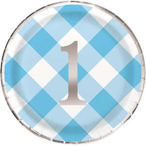 Blue and Silver 1st Birthday Paper Plates 9in (8pk)
