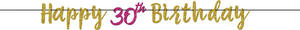 Pink And Gold Glitter Milestone 30th Letter Banner